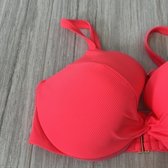 VS Swim 36DD Twist Removable Push-Up Bikini Top Coral Ribbed material - Picture 7 of 12